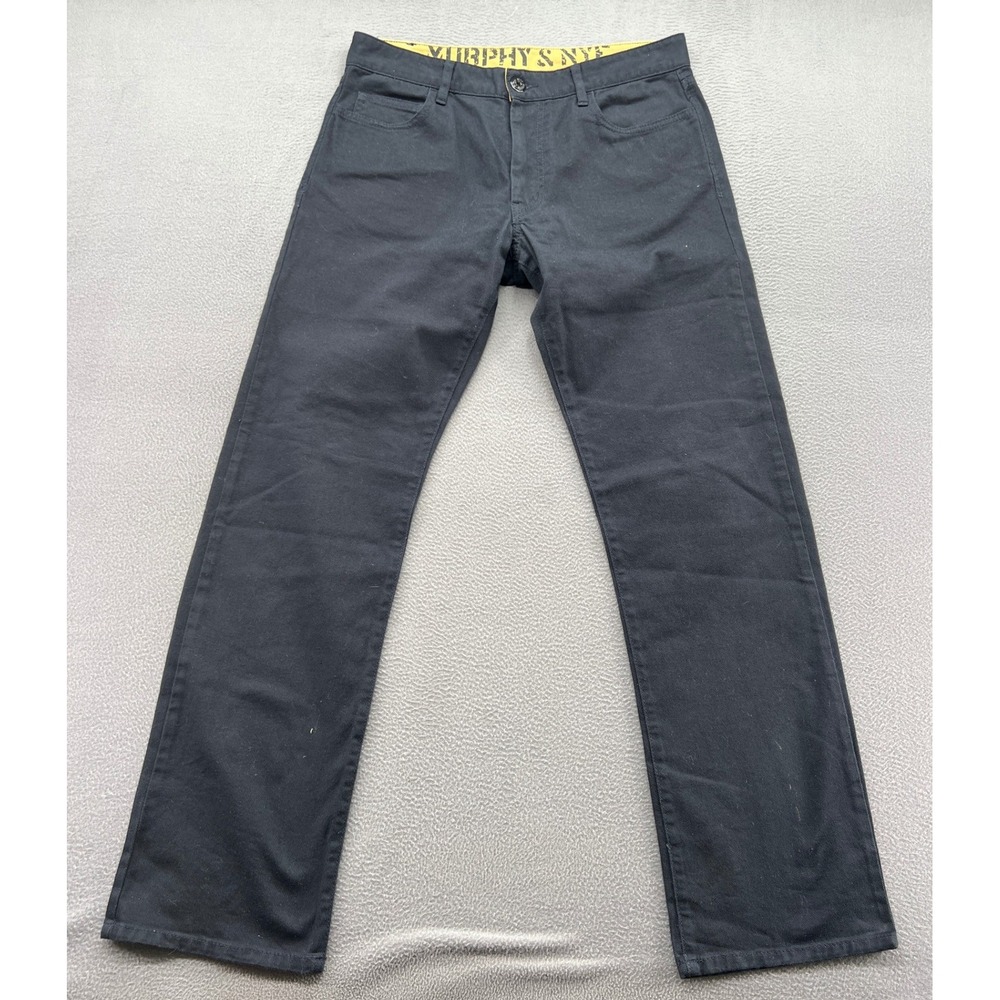 Murphy & Nye Pants Mens Black Denim Straight Leg Cantier Chinos 33x34